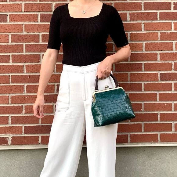 Vintage style Handmade Genuine Embossed Leather Top Handle Bag & Small Purse Set - Picture 4 of 16